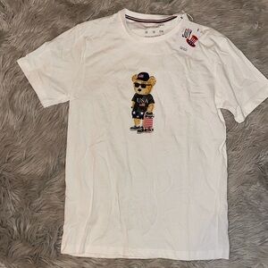 NWT, denim and flower by ricky singh ￼, USA tee